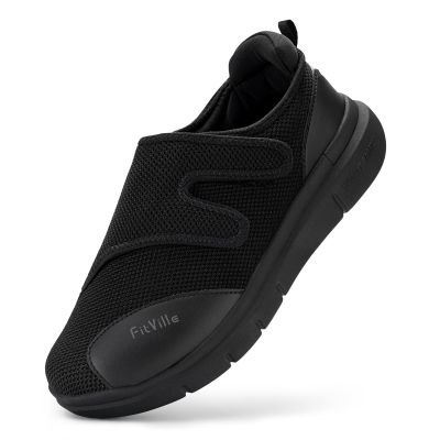 FitVille Diabetic Shoes for Men Extra Wide Width Orthopedic Slip-on Shoes Adjustable Closure Walking Sneakers with Arch Support Cushioning Therapeutic for Swollen Feet