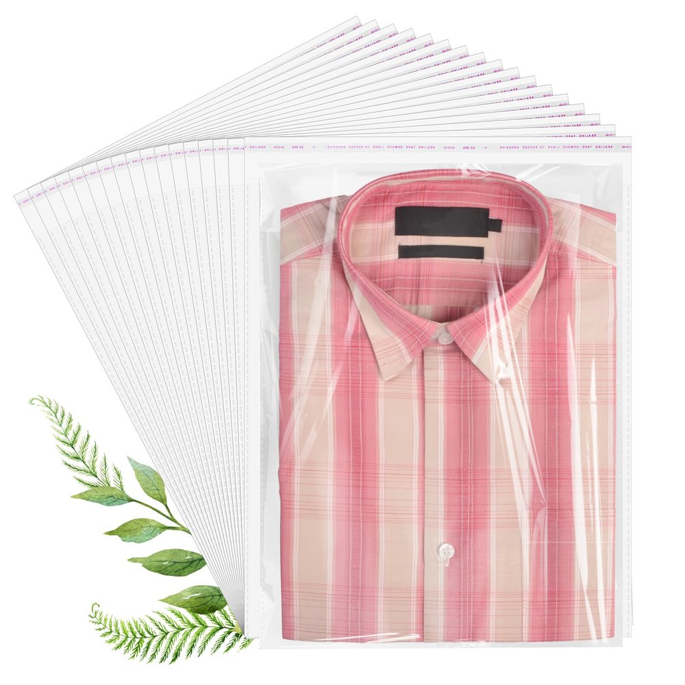 Cellophane Bags, 70 Pcs Resealable Clear Poly Bags for Clothes, Shirt Bag, Decorative Wrappers, Party Favors & Artwork(10x14)