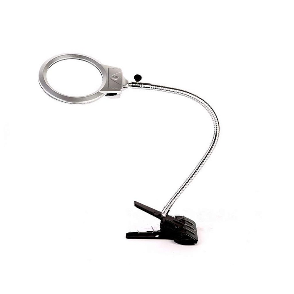 Reading Magnifier LED Magnifying Lamp Desktop Magnifier Glass Desk Lamp with Clamp and Adjustable Gooseneck Hands Free Magnifier Magnifying Glass