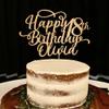 Luxury Custom Happy Birthday Cake Topper with Name, 25th 30th 40th Birthday Cake Topper, Custom Birthday Mirror Wooden Cake Topper, Cake Topper for Birthdays and Party, Birthday Party Decoration 8 view 1