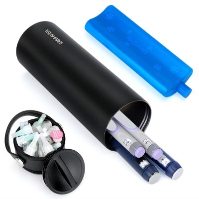 YOUSHARES Insulin Cooler Travel Case - 48H Non-Electric Cooling Bottle with TSA Approved Ice Pack, Diabetic Medication Pen Vials Refrigerator, Medical Carry Case Portable for 15 EpiPens