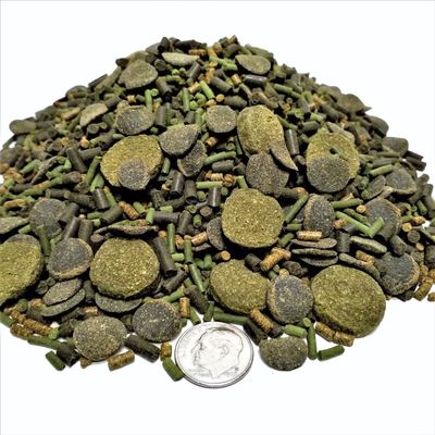 Aquatic Foods Inc. Gourmet Blend of 5-Types of Spirulina Wafers, Spirulina 1/8" x 7/16" Sinking Sticks & 1/8" x 1/8" Krill Bits for Shrimp. Snails, All Tropical Fish GB-60-1/4-lb
