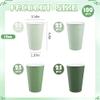 AimFun 100Pcs Sage Green Paper Cups 12oz Gradient Green Party Cups Birthday Bridal Baby Shower Disposable Drinking Cups for Hot Cold Drinks Beverage Coffee Wedding Christmas Party Supplies view 2