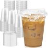 Dealusy 100 Pack - 16 oz Clear Plastic Cups with Lids, Sturdy & Food Safe Iced Coffee Cups with lids, Disposable Plastic Smoothie Cups for Cold Drinks, Sip Lids view 1