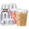 100 Pack 16 oz Clear Plastic Cups with Strawless-Sip-Lids, Disposable Cups Plastic Iced Coffee Cups, To Go Cups with Sip Through Lids for Smoothie, Milkshake, Cold Drinks for Party, Wedding, Event view 1