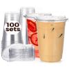 100 Pack 32 oz Clear Plastic Cups with Strawless-Sip-Lids, Disposable Cups Plastic Iced Coffee Cups, To Go Cups with Sip Through Lids for Smoothie, Milkshake, Cold Drinks for Party, Wedding, Event view 1