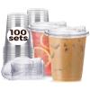 100 Pack 20 oz Clear Plastic Cups with Strawless-Sip-Lids, Disposable Cups Plastic Iced Coffee Cups, To Go Cups with Sip Through Lids for Smoothie, Milkshake, Cold Drinks for Party, Wedding, Event view 1