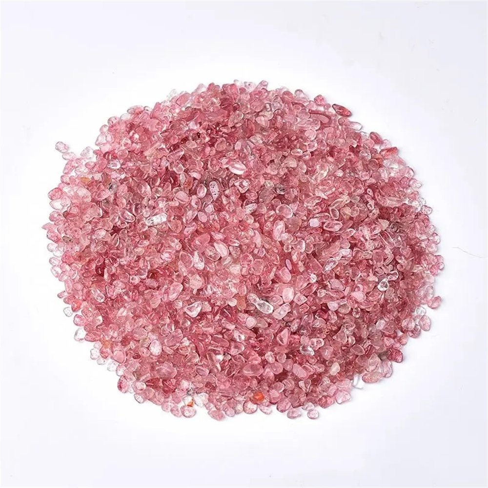 KatLin Natural Stone Kinds Mini 3-5mm Natural Crystal Gravel Bulk Healing Mineral Specime Gemstones Gem Natural Quartz Crystals(Strawberry)