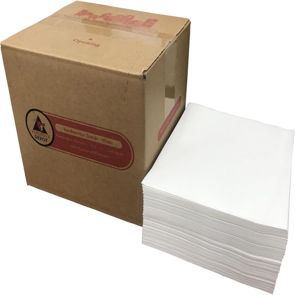 150 Count 1/4 Fold Foodservice Towels Disposable Cleaning Cloth 13.5 x 16 White