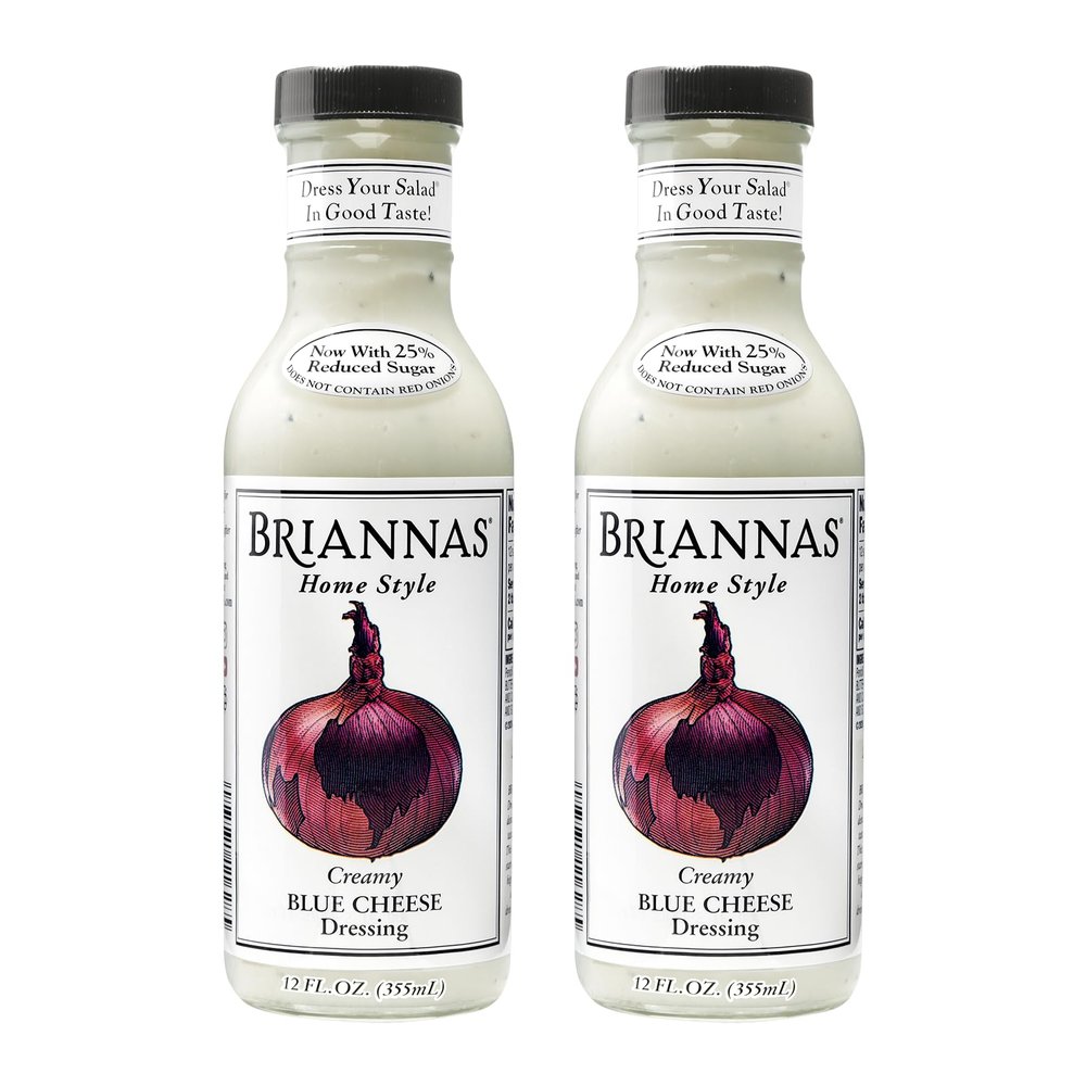 BRIANNAS - Home Style Creamy Blue Cheese Dressing  Fine Salad Dressing made with Premium Ingredients - Gluten Free & Low Sugar Dressing - 12 oz. Bottles - 2 Pack