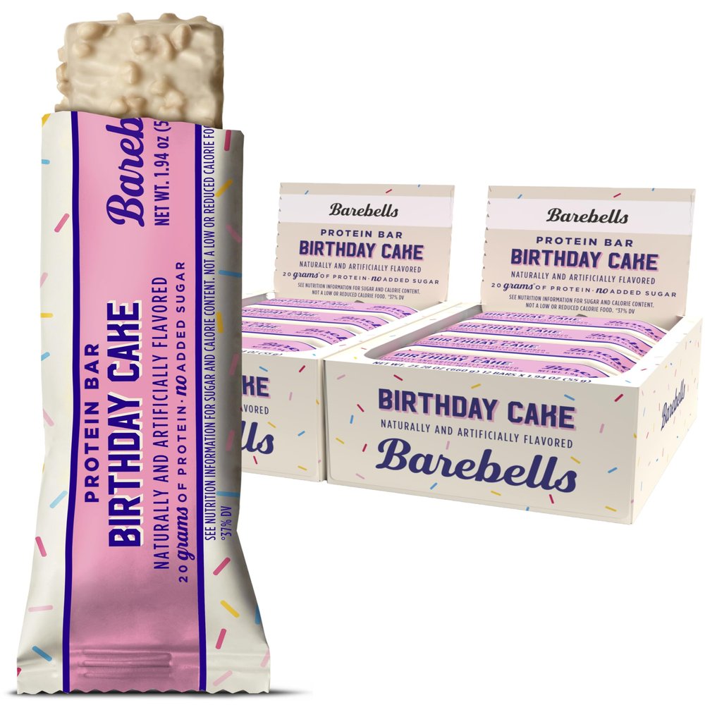 Barebells Protein Bars Birthday Cake - 12 Count, Pack of 2 - Protein Snacks with 20g of High Protein - Chocolate Protein Bar with 1g of Total Sugars - On The Go Protein Snack & Breakfast Bars