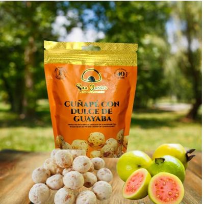 Crunchy Cassava Guaava & Cheese r Bites+++ Cunape con dulce de Guayaba++ by San Javier ++ 200G. Bag, Oven Baked, Gluten Free, NO Preservatives, NO Artificial Flavors, NO Artificial Colors , Natural Ingredients