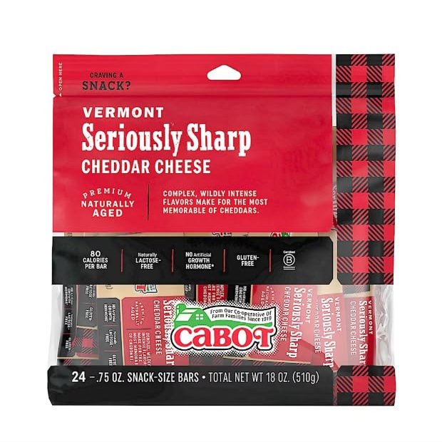Generic Cabot Creamery Seriously Sharp Snack Pack Cheddar Cheese, 24 ct./0.75 oz.