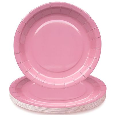 Fun Express Dusty Rose Round Paper Dinner Plates - Disposable Round Dessert Plates for Weddings, Birthdays, Bridal Showers & Party Tableware Supplies - 24 Piece