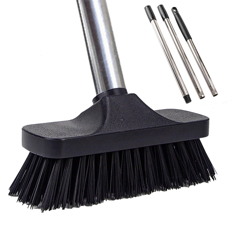 BSMstone Push Broom Brush Stiff Bristles Floor Cleaning Brush Multi-Purpose Scrubber Brushes for Bathroom Bathtub Tile Floor Deck Patio