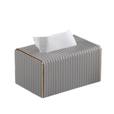 European Style Tissue Box for Home Decor and Hotel, Leather Tissue Holder and Tissue Holder(Light grey-small)