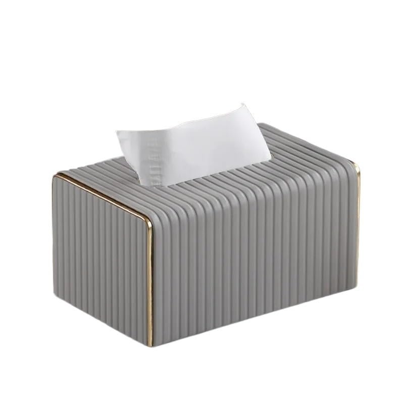European Style Tissue Box for Home Decor and Hotel, Leather Tissue Holder and Tissue Holder(Light grey-small)
