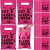 Affrolling 100 Pcs Cheer Goodie Bags Cheer Snack Gift Bags Bulk Plastic Cheerleading Party Supplies with Handle for Cheerleader Team Gymnastics Party Decorations view 1