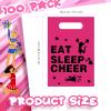 Affrolling 100 Pcs Cheer Goodie Bags Cheer Snack Gift Bags Bulk Plastic Cheerleading Party Supplies with Handle for Cheerleader Team Gymnastics Party Decorations view 3