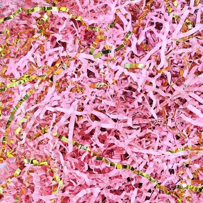 GoooodGift - 3 oz - Gold & Pink - Crinkle Cut Paper Shred Filler for Gift Wrapping, Gift Box Stuffing Birthdays, Basket Filling Mother's Day Christmas