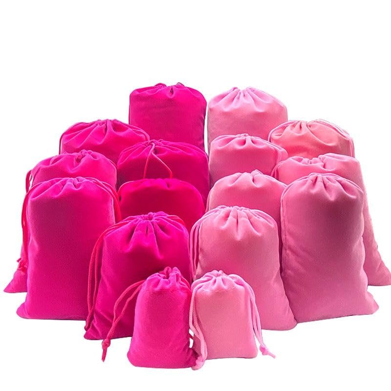 10pcs 6.7*9 in Velvet Drawstring Bags Gift Bags Pink&Rose Red,Jewelry Candy Present Soft Velvet Pouches Party Favors Wrapping Sacks Reusable Storage Bags for Birthday,Wedding,Christmas,DIY Craft