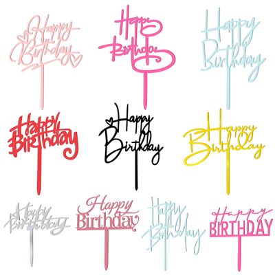 10 PCS Happy Birthday Cake Topper Set Glitter Cake Decorations in 8 Colors Black Silver Gold Rose Gold Pink Rose Red Blue Red Ideal Party Supplies for Adults Any Occasion 10 Styles