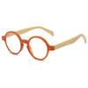 ABETOS Round Wood Look Reading Glasses for Men Women Spring Hinges Retro Fashion Wood Readers with Bamboo Temples, Orange+3.0 view 1