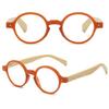 ABETOS Round Wood Look Reading Glasses for Men Women Spring Hinges Retro Fashion Wood Readers with Bamboo Temples, Orange+3.0 view 3