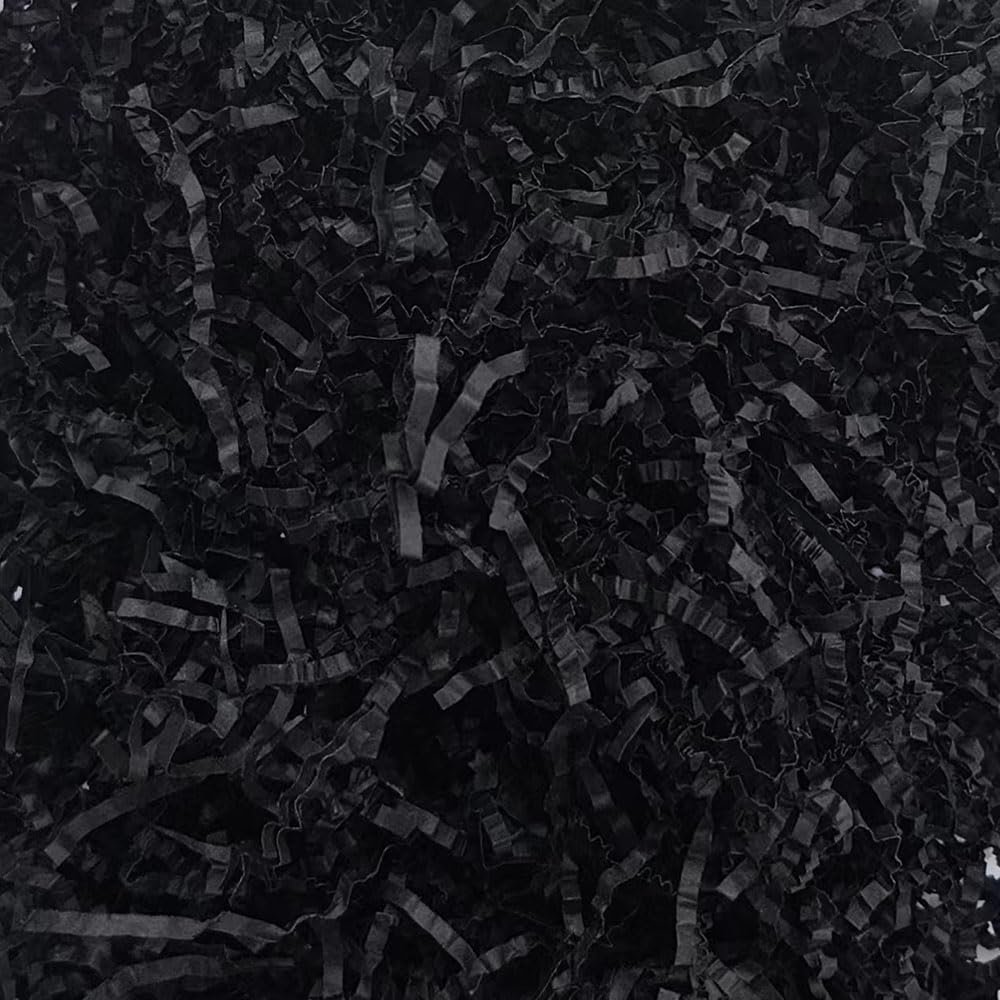 GoooodGift - 3 oz - Black - Crinkle Cut Paper Shred Filler for Gift Wrapping, Gift Box Stuffing Birthdays, Basket Filling Mother's Day Christmas
