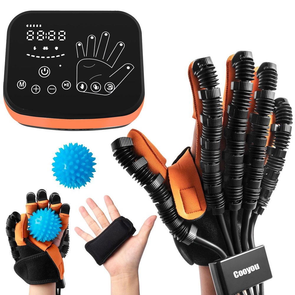 Cooyou Hand Function Rehabilitation Training Device Mirror, Pneumatic Rehabilitation Hands, Mechanical Hand For Stroke, Hemiplegia Finger Rehabilitation Trainer Robot Gloves, Electric Gloves Stroke