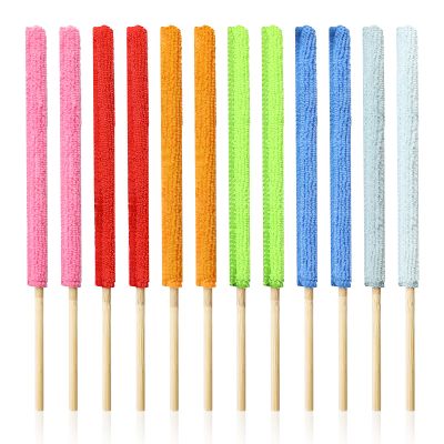 12 Pcs Microfiber Detail Duster Sticks Fan Cleaning Brush Crevice Cleaning Tool AC Vent Cleaner Mini Split Cleaning Kit Fan Blade Cleaner Dusters for Cleaning Home Car Window Blind(Multicolors)