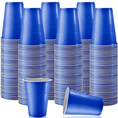 144 Pcs Disposable Plastic Cups - 16 oz Party Tumblers, Tasting & Shot Cups (Dark Blue)
