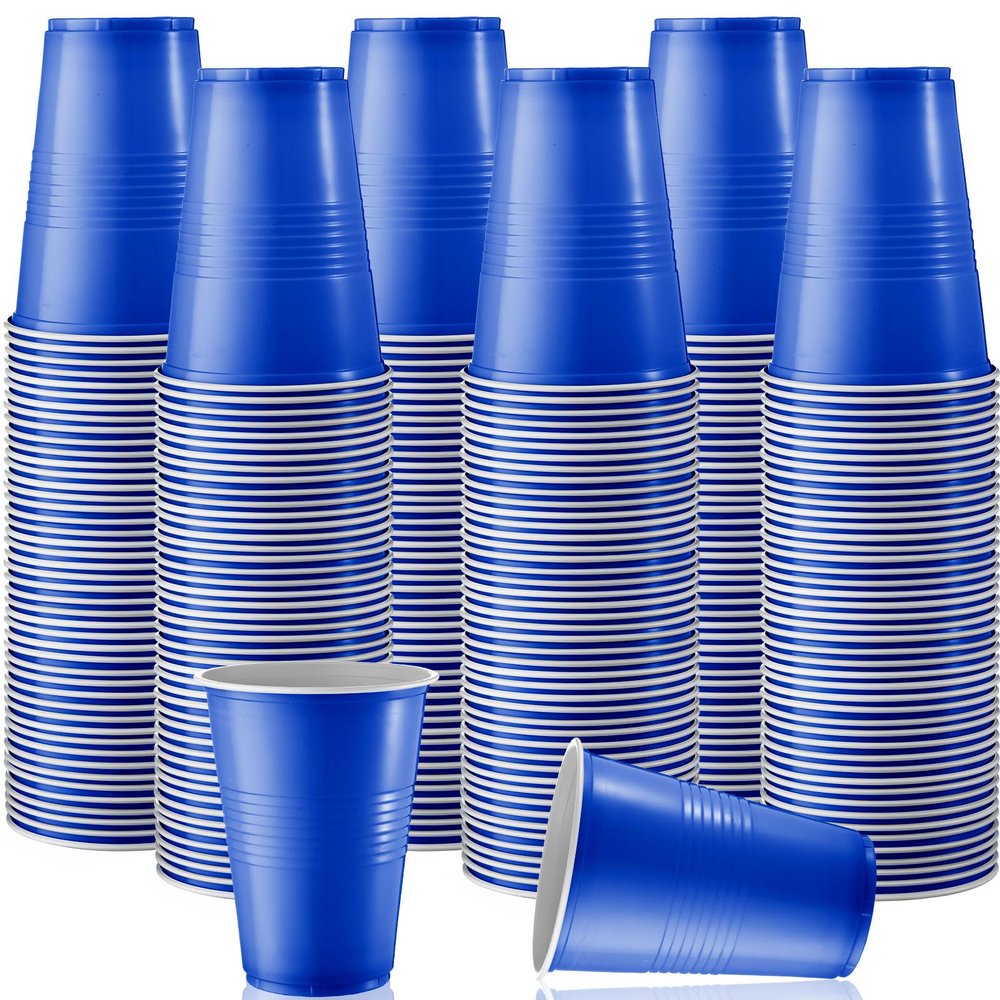 144 Pcs Disposable Plastic Cups - 16 oz Party Tumblers, Tasting & Shot Cups (Dark Blue)