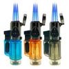 Windproof Butane Torch Lighter, Jet Triple Flame Butane Gas Lighter, Adjustable Windproof Flame Lighter With Transparent Fuel Window And Flame Retention Lock, Portable Cigar Lighter For Candle Camping view 1