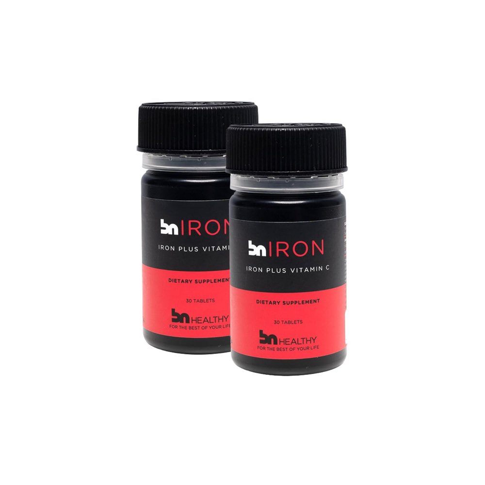 BNHealthy Iron & Vitamin C Tablet 2-Pack - Premium Bisglycinate Supplement with Vitamin C - 60 Tablets for Enhanced Energy and Iron Absorption