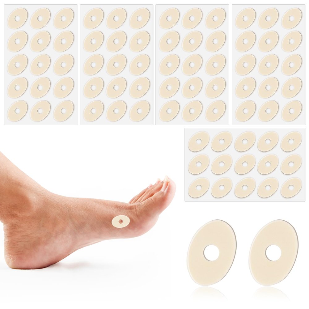 75pcs Corn Cushions, Corn Pads for Toes Latex Sponge Foot Callus Pads Self-Adhesive Foot Care Cushions Protectors for Men Women Feet Toes (Small Oval)