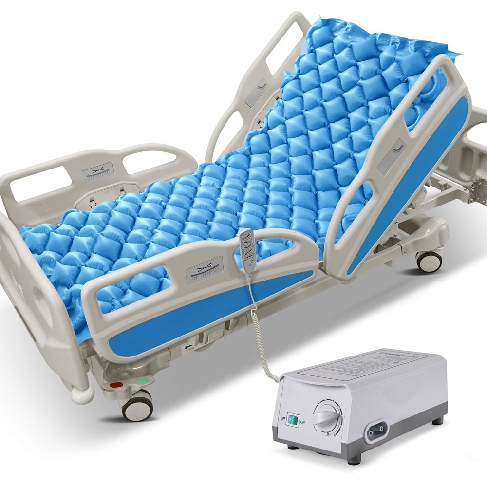 Careboda Alternating Pressure Mattress Anti Decubitus Air Pads with Electric Quiet Pump System, Pressure Sore Pad and Bed Sore Prevention, Air Mattress for Hospital Bed and Home Use Blue 75" x 35"