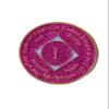 24 Year NA Style Clean Time Chip Pink Glitter Tri-Plate Sobriety Chip view 1