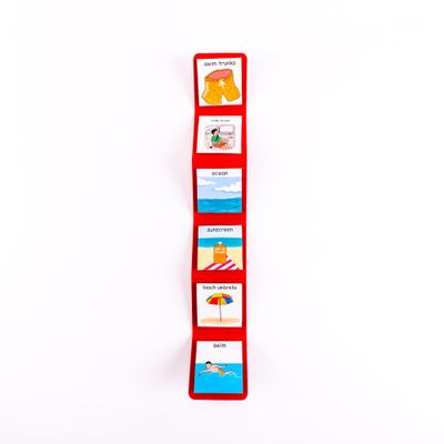 PECS Compact Community/Traveling Visual Schedule, 18" x 3" Unfolded, 3" x 3" Folded, for Transitions, School, Home, Work and Community. (Red)