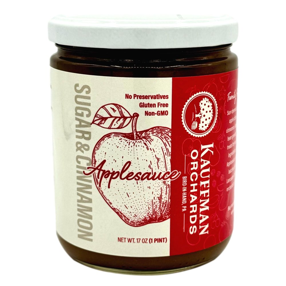 Kauffman Orchards Small Batch Applesauce, With Sugar and Cinnamon, 17 Ounce Jar (Pack of 6)