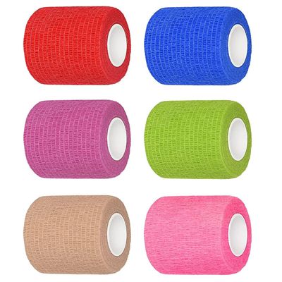 AmeriCan Goods 6/Pack Assorted Color Cohesive Bandage Wrap Self-Adherent 5 Yards Roll Elastic Breathable Non Woven Stretch First Aid Tape (2" x 5 yds)