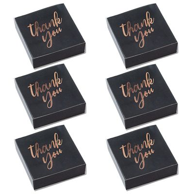 Fun Express Rose Gold Foil Frosted Black Kraft Paper Favor Boxes Small 3" x 3" - Bulk 48 Pc