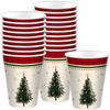 Amscan Elegant Evergreen Multicolor Paper Cups (9 oz) Pack of 20 - Stylish & Durable Disposable Drinkware for Holiday Parties & Events view 1