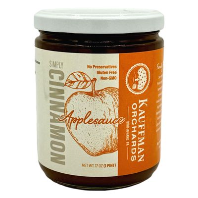 Kauffman Orchards Simply Cinnamon Applesauce, No Sugar Added, Made in Small Batches, 17 Ounce Jar (Case of 12)
