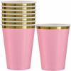 Amscan Premium Rose Pink Paper Cups With Hot Stamp (12 oz) Pack of 8 - Elegant Disposable Drinkware for Any Parties and Events view 1