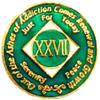 29 Year NA Style Clean Time Chip Metallic Green Tri-Plate Sobriety Chip view 1