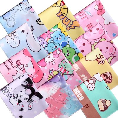 12 Pack Cartoon Colors Microfiber Cleaning Cloths-Cameras Lenses,Glasses,Sunglasses,Jewelry,Crystal,Cell Phone,iPad,iPhone,LCD TV Screens,Safe Cleans Protect(7.08X5.9in)
