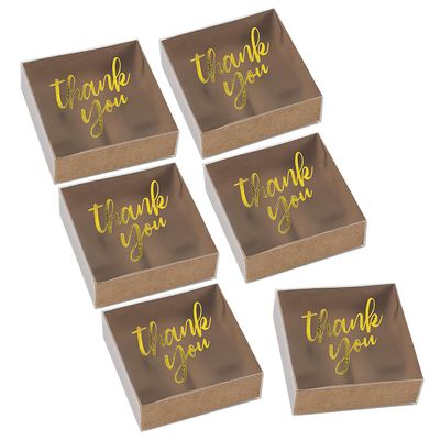Fun Express Gold Foil Frosted Kraft Paper Favor Boxes Small 3" x 3" - Bulk 48 Pc