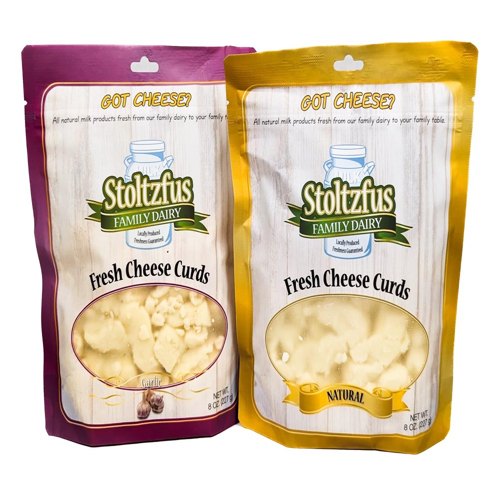 NineLife Basics Stoltzfus Family Dairy Fresh Cheese Curds Natural (2 x 8 oz bag) & Garlic (2 x 8 oz bag)