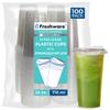 Freshware 24 oz Clear Disposable Plastic Cups with Strawless Sip Lids, 100 Pack Clear Plastic Tumblers, Heavy-duty Party Glasses, Disposable Cups for Thanksgiving, Halloween, Christmas Party view 1